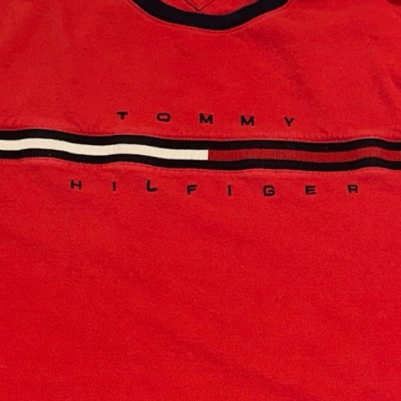 Red Tommy Hilfiger Flag Logo Ringer T-shirt-Size XL - Picture 2 of 5
